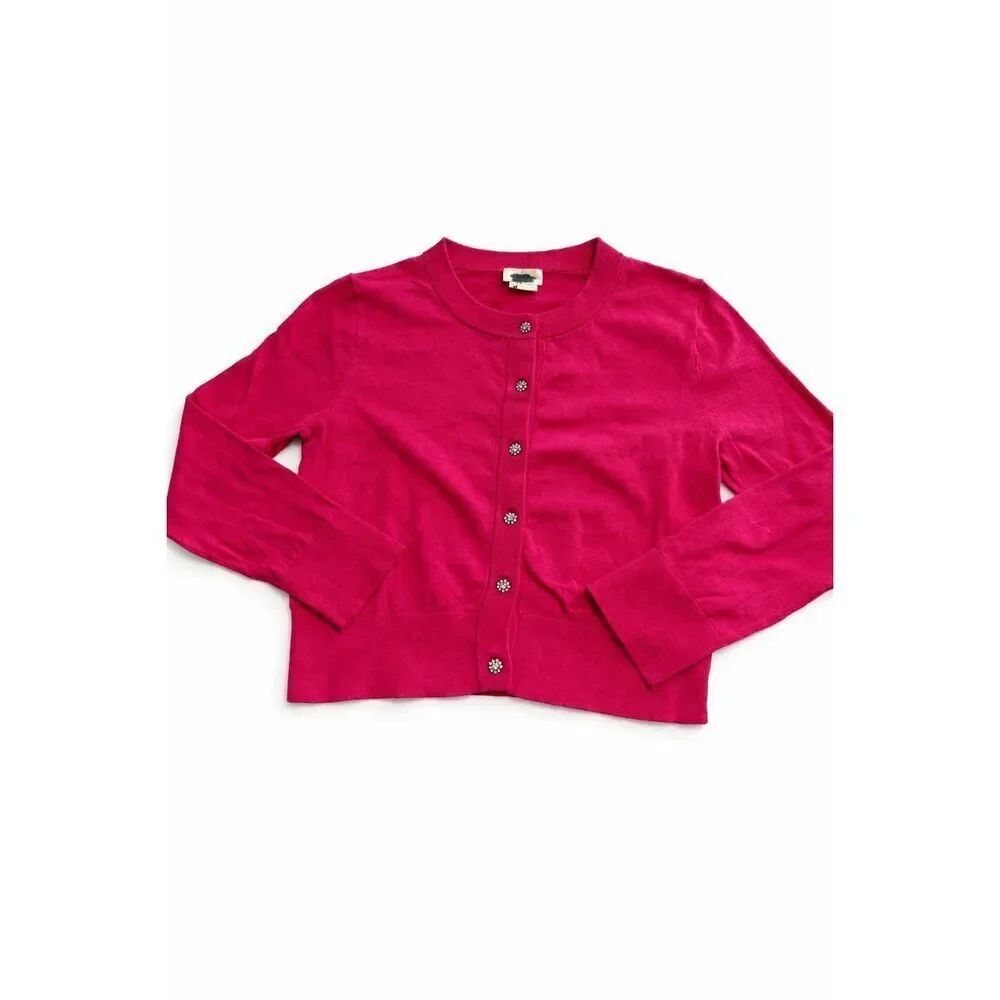 KATE SPADE Women's Begonia Key Pieces Jewel Button Cropped Cardigan Size Small
